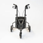 NRS Healthcare 3 Wheel Aluminium Ultra Lightweight 4.5kg (9.9lbs) Rollator Walking Aid with Bag & Lockable Brakes, Folding & Height Adjustable Walker, - Dark Silver - Damaged Box