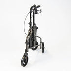 NRS Healthcare 3 Wheel Aluminium Ultra Lightweight 4.5kg (9.9lbs) Rollator Walking Aid with Bag & Lockable Brakes, Folding & Height Adjustable Walker, - Dark Silver - Damaged Box