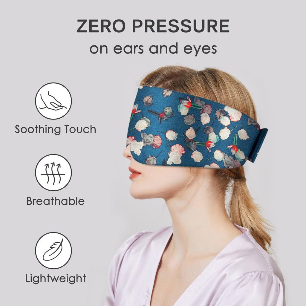 OLESILK Sleep Mask, 100% Natural Mulberry Silk Eye Mask for Women and Men with Adjustable Strap, Large in Size, Blindfold for All Night Sleep, RoyalBlue