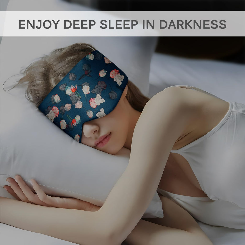 OLESILK Sleep Mask, 100% Natural Mulberry Silk Eye Mask for Women and Men with Adjustable Strap, Large in Size, Blindfold for All Night Sleep, RoyalBlue