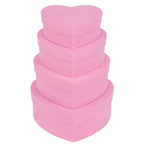 Oairse Velvet Heart Shaped Box Set of 4 Gift Box with Lids for Flower Arrangements Pink Heart Boxes Velvet Gift Boxes for Present, Valentine's Day, Wedding, Mother's Day, Thanksgiving, Christmas - Damaged Box