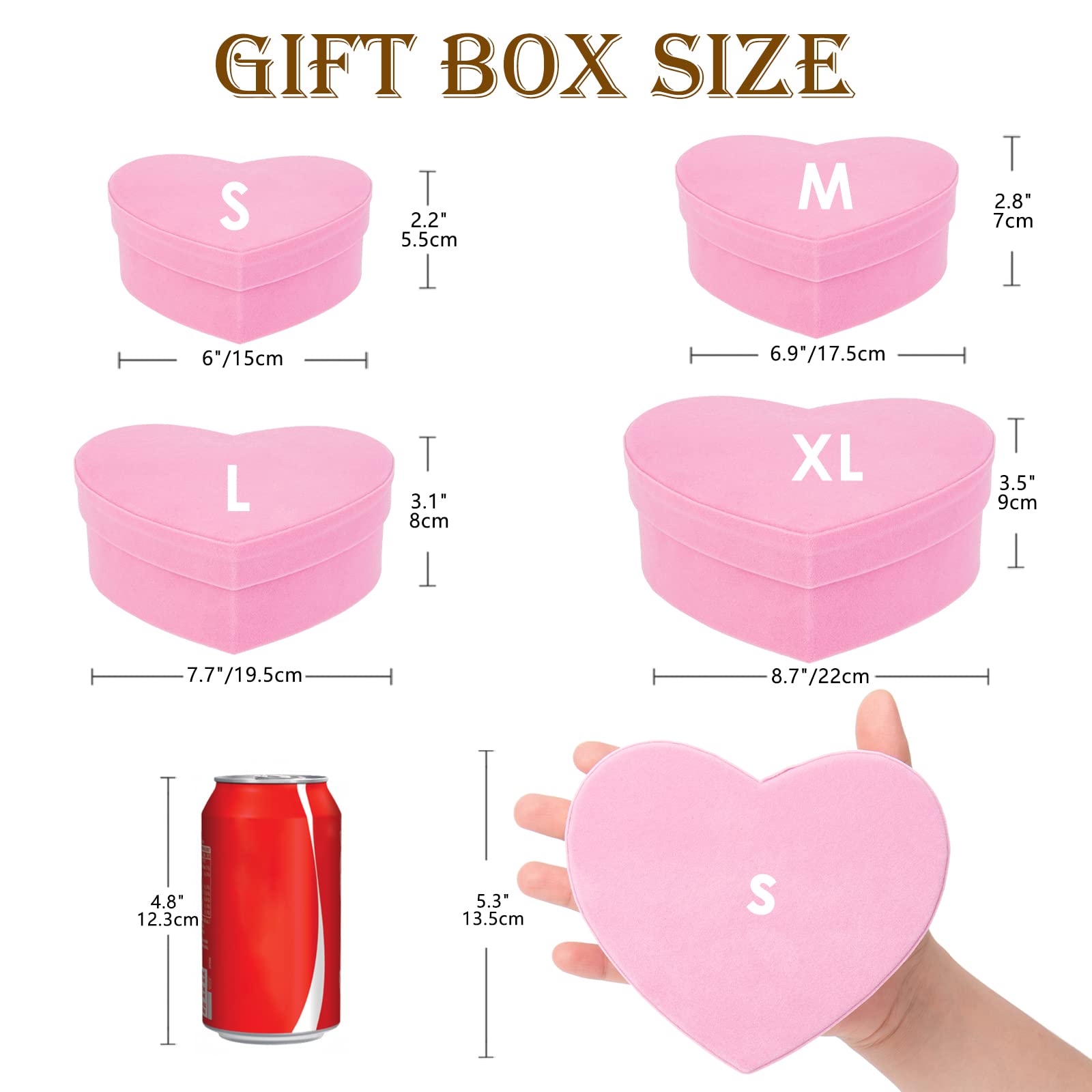 Oairse Velvet Heart Shaped Box Set of 4 Gift Box with Lids for Flower Arrangements Pink Heart Boxes Velvet Gift Boxes for Present, Valentine's Day, Wedding, Mother's Day, Thanksgiving, Christmas - Damaged Box