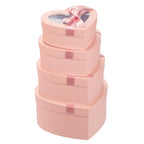 Oairse Velvet Heart Shaped Box Set of 4 Gift Box with Lids for Flower Arrangements Pink Heart Boxes Velvet Gift Boxes for Present, Valentine's Day, Wedding, Mother's Day, Thanksgiving, Christmas - Damaged Box