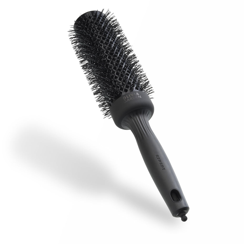 Olivia Garden Expert Blowout Speed - White & Grey - 55 - Ceramic Coated Round Brush with Extra Long Barrel for 25% Faster Blowouts