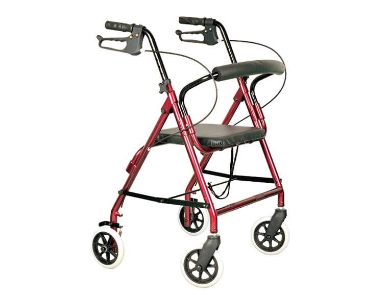 OR8 Wellness 4 Wheel Rollator | Foldable Mobility Walking Aid for Adults Seniors with Padded seat | Indoor Outdoor Rollator Lightweight Disability Walker with Storage Basket - Damaged Box
