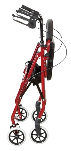 OR8 Wellness 4 Wheel Rollator | Foldable Mobility Walking Aid for Adults Seniors with Padded seat | Indoor Outdoor Rollator Lightweight Disability Walker with Storage Basket - Damaged Box