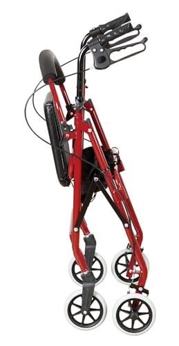 OR8 Wellness 4 Wheel Rollator | Foldable Mobility Walking Aid for Adults Seniors with Padded seat | Indoor Outdoor Rollator Lightweight Disability Walker with Storage Basket - Damaged Box