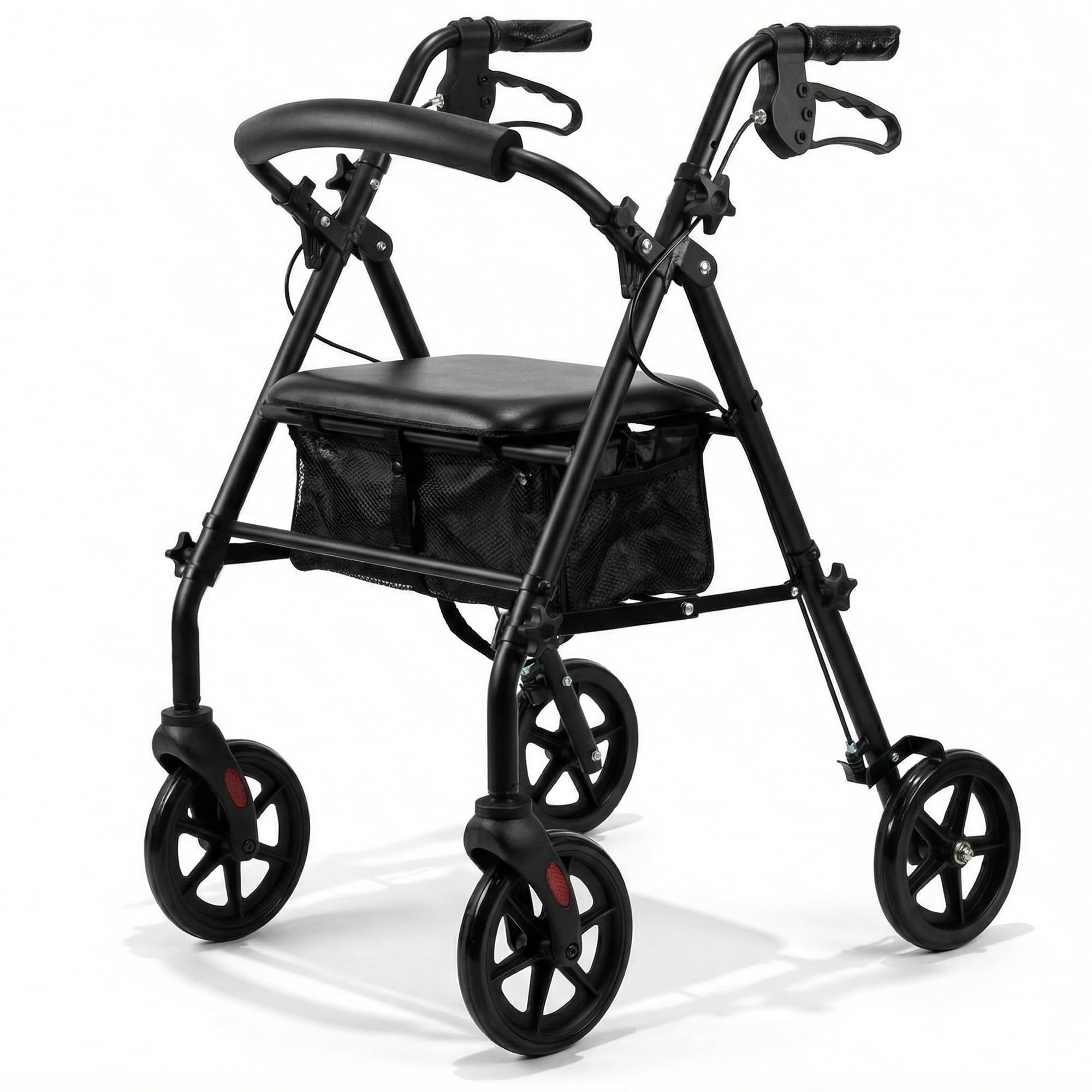 OR8 Wellness 4 Wheel Rollator | Foldable Mobility Walking Aid for Adults Seniors with Padded seat | Indoor Outdoor Rollator Lightweight Disability Walker with Storage Basket - Damaged Box