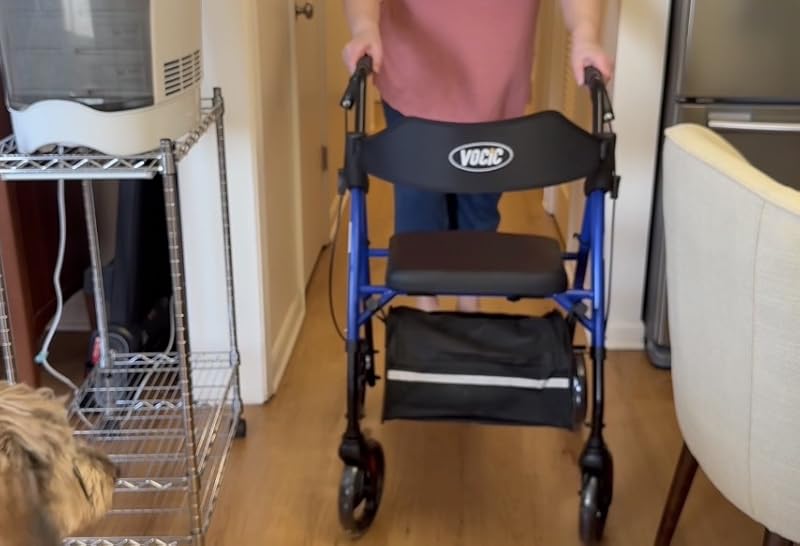 OR8 Wellness 4 Wheel Rollator | Foldable Mobility Walking Aid for Adults Seniors with Padded seat | Indoor Outdoor Rollator Lightweight Disability Walker with Storage Basket - Damaged Box