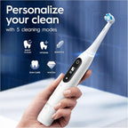Oral-B iO7 Electric Toothbrushes For Adults, App Connected Handle, 3 Toothbrush Heads, Travel Case & Toothbrush Head Holder, 5 Modes with Teeth Whitening, Black