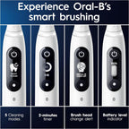 Oral-B iO7 Electric Toothbrushes For Adults, App Connected Handle, 3 Toothbrush Heads, Travel Case & Toothbrush Head Holder, 5 Modes with Teeth Whitening, Black