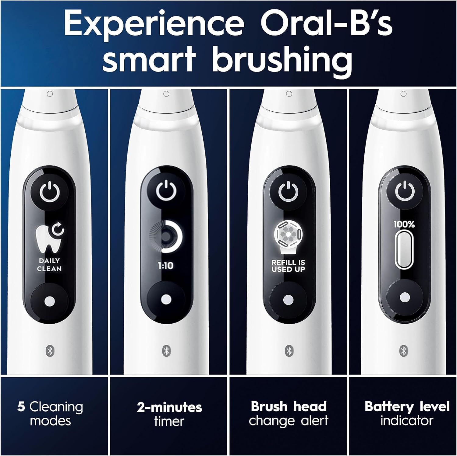 Oral-B iO7 Electric Toothbrushes For Adults, App Connected Handle, 3 Toothbrush Heads, Travel Case & Toothbrush Head Holder, 5 Modes with Teeth Whitening, Black