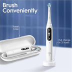 Oral-B iO7 Electric Toothbrushes For Adults, App Connected Handle, 3 Toothbrush Heads, Travel Case & Toothbrush Head Holder, 5 Modes with Teeth Whitening, Black