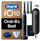 Oral-B iO10 Electric Toothbrush for Adults, 1 Handle, Cosmic Black - 3 Brush Heads, Charging Travel Case, Toothbrush Head Holder, 7 Modes, UK Two Pin Plug, Gifts for Women / Men - Very Good