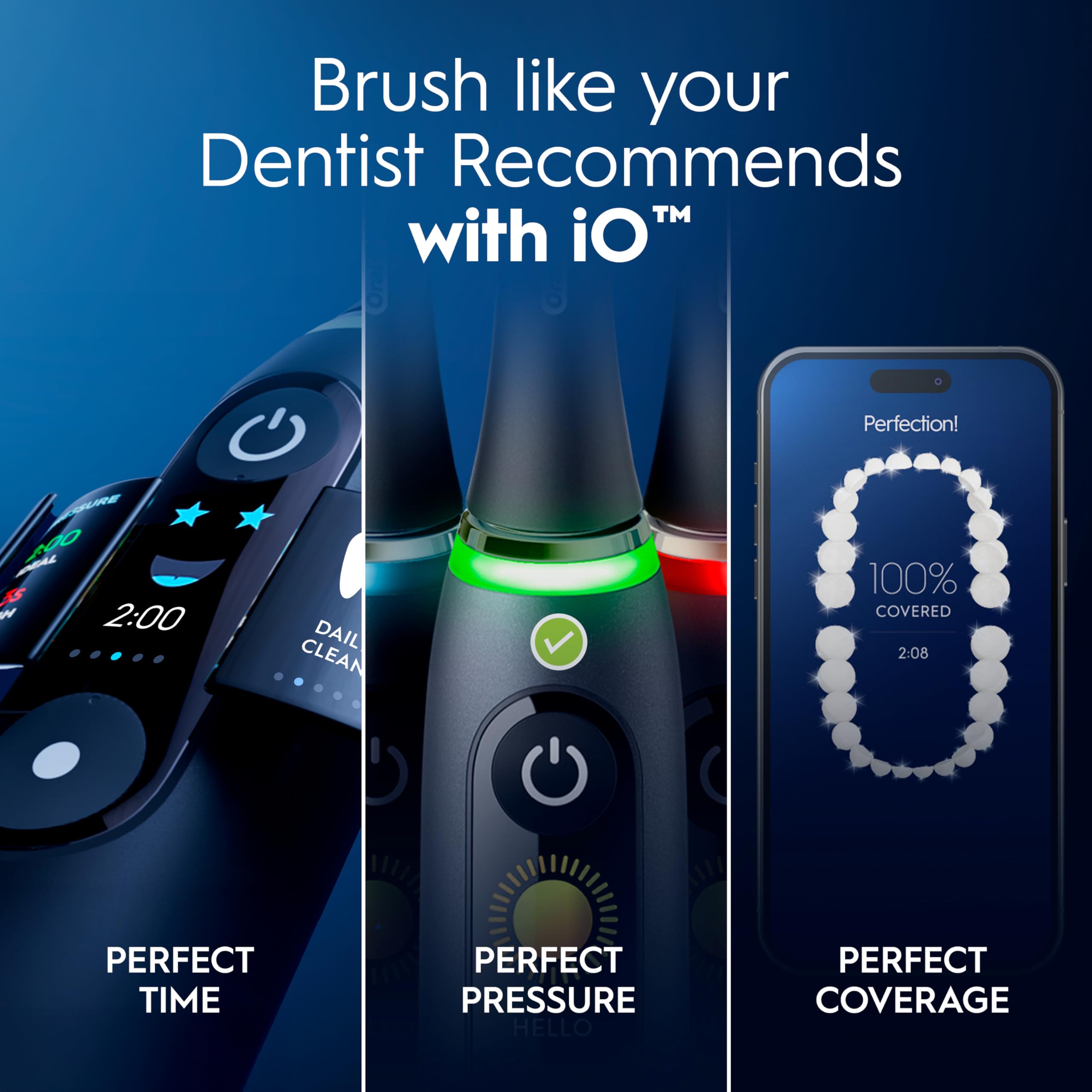 Oral-B iO10 Electric Toothbrush for Adults, 1 Handle, Cosmic Black - 3 Brush Heads, Charging Travel Case, Toothbrush Head Holder, 7 Modes, UK Two Pin Plug, Gifts for Women / Men - Very Good