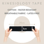 ORRY Kinesiology Tape - Joint Support & Muscle Pain Relief - Latex-Free, Water-Resistant, Elastic Cotton Pre-Cut Roll, 20 Strips (Black)