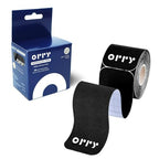 ORRY Kinesiology Tape - Joint Support & Muscle Pain Relief - Latex-Free, Water-Resistant, Elastic Cotton Pre-Cut Roll, 20 Strips (Black)