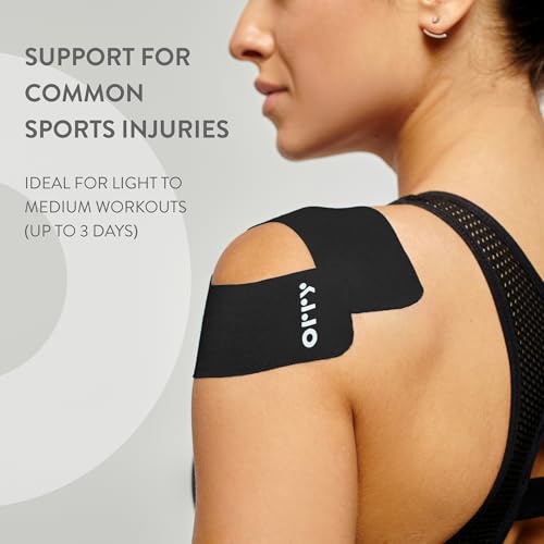ORRY Kinesiology Tape - Joint Support & Muscle Pain Relief - Latex-Free, Water-Resistant, Elastic Cotton Pre-Cut Roll, 20 Strips (Black)