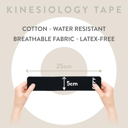 ORRY Kinesiology Tape - Joint Support & Muscle Pain Relief - Latex-Free, Water-Resistant, Elastic Cotton Pre-Cut Roll, 20 Strips (Black)