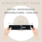 ORRY Kinesiology Tape - Joint Support & Muscle Pain Relief - Latex-Free, Water-Resistant, Elastic Cotton Pre-Cut Roll, 20 Strips (Black)