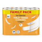 Our Essentials by Amazon Toilet Tissue Classic Roll, 2-ply, 24 Rolls (1 Pack of 24), 200 Sheets per Roll - Damaged Box
