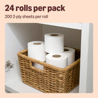 Our Essentials by Amazon Toilet Tissue Classic Roll, 2-ply, 24 Rolls (1 Pack of 24), 200 Sheets per Roll - Damaged Box