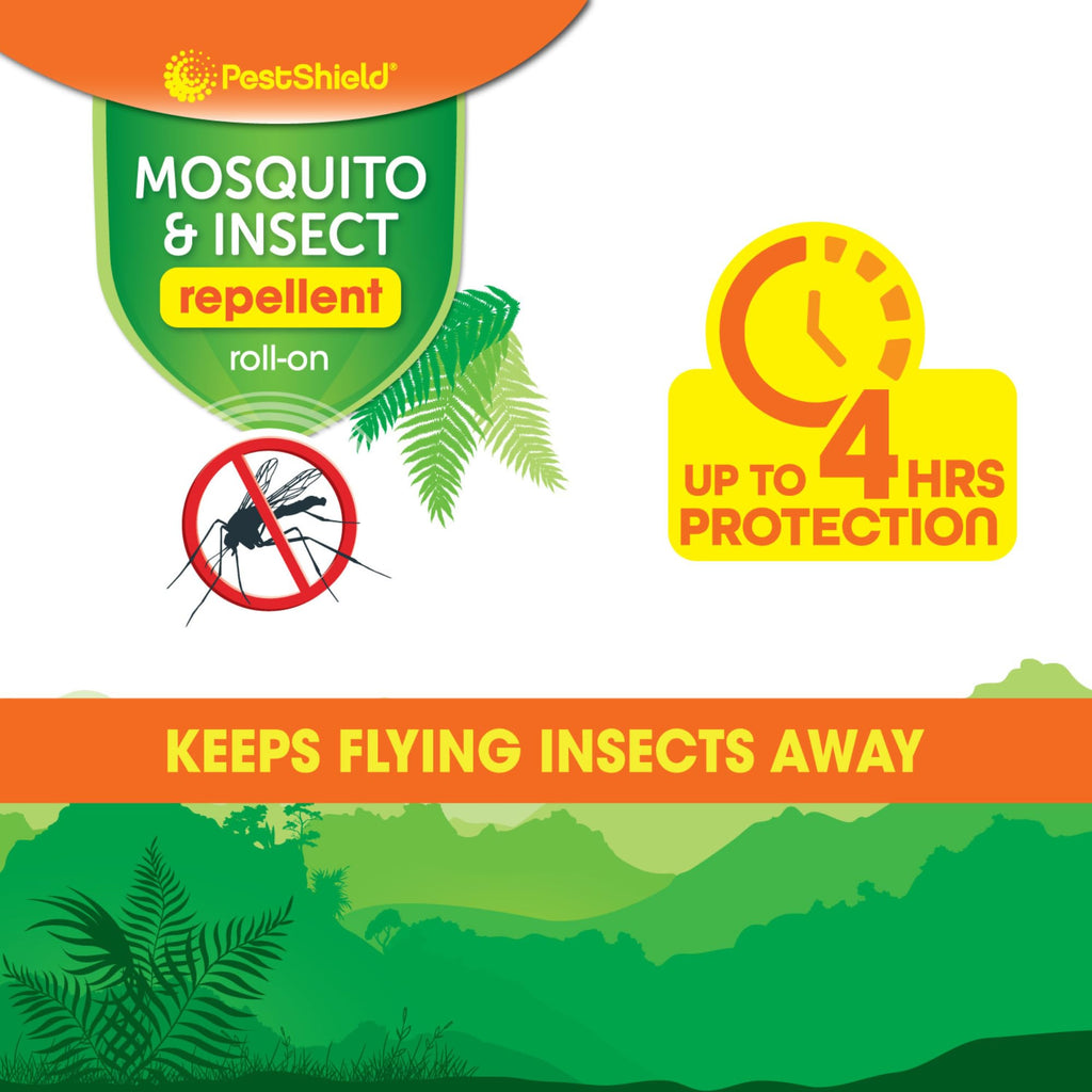 Pestshield Mosquito & Insect Repellent Roll On | Up to 4 Hours Protection from Flying Biting Insects, Bugs & Mosquitoes (75ml)