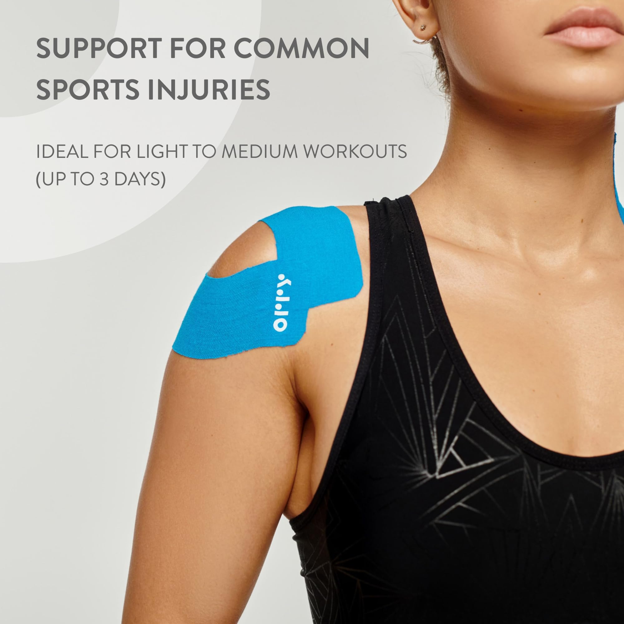 ORRY Kinesiology Tape - Joint Support & Muscle Pain Relief - Latex-Free, Water-Resistant, Elastic Cotton - Pre-Cut Roll, 20 Strips (Blue)