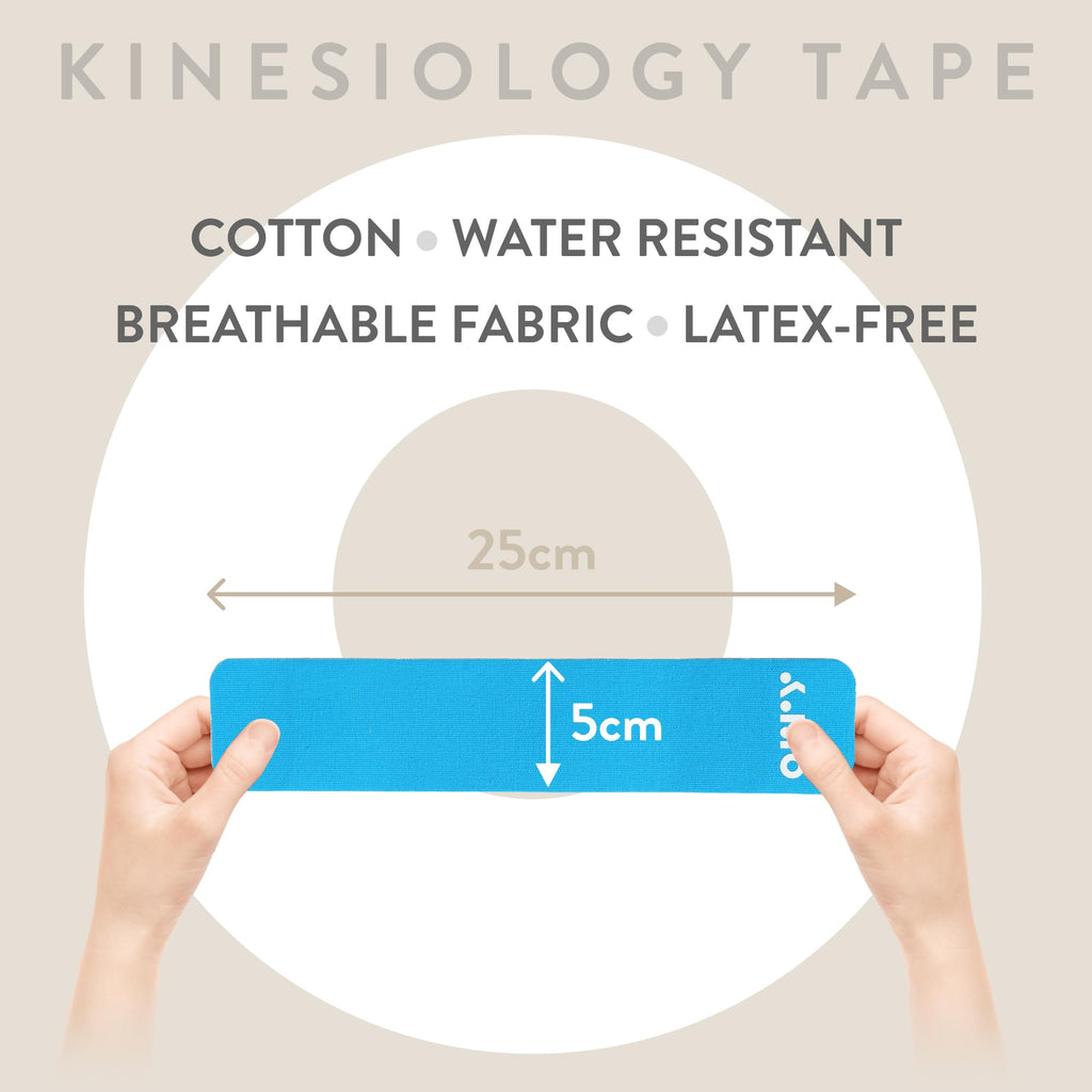 ORRY Kinesiology Tape - Joint Support & Muscle Pain Relief - Latex-Free, Water-Resistant, Elastic Cotton - Pre-Cut Roll, 20 Strips (Blue)