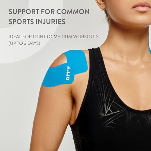 ORRY Kinesiology Tape - Joint Support & Muscle Pain Relief - Latex-Free, Water-Resistant, Elastic Cotton - Pre-Cut Roll, 20 Strips (Blue)