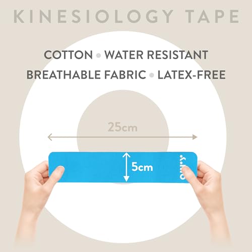 ORRY Kinesiology Tape - Joint Support & Muscle Pain Relief - Latex-Free, Water-Resistant, Elastic Cotton - Pre-Cut Roll, 20 Strips (Blue)