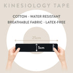 ORRY Kinesiology Tape - Joint Support & Muscle Pain - Latex-Free, Water-Resistant, Elastic Cotton - Uncut Roll (Black)