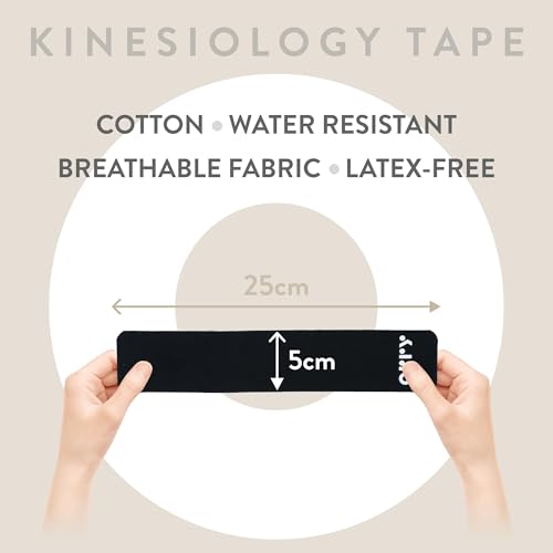 ORRY Kinesiology Tape - Joint Support & Muscle Pain - Latex-Free, Water-Resistant, Elastic Cotton - Uncut Roll (Black)