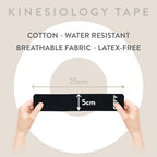 ORRY Kinesiology Tape - Joint Support & Muscle Pain - Latex-Free, Water-Resistant, Elastic Cotton - Uncut Roll (Black)