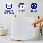 by Amazon Multipurpose Kitchen Roll, 3-Ply, XXL Household Towel, 12 Rolls (Pack of 1), 100 Sheets per Roll, FSC Certified - Damaged Box