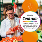 Centrum MultiGummies Immunity Support, Gummy Multivitamins for Adults, Orange Natural Fruit Flavouring, Includes Essential Nutrients Including Vitamins D, A, C & zinc, 60 ct