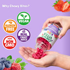 Chewy Vites Kids Magnesium, 2 Months Supply, 60 Kids Vitamins Gummies, 500mg Magnesium Citrate Providing 56mg per Gummy, Real Fruit Juice, Age 3 +, Berries Flavour - BBE 11/2027