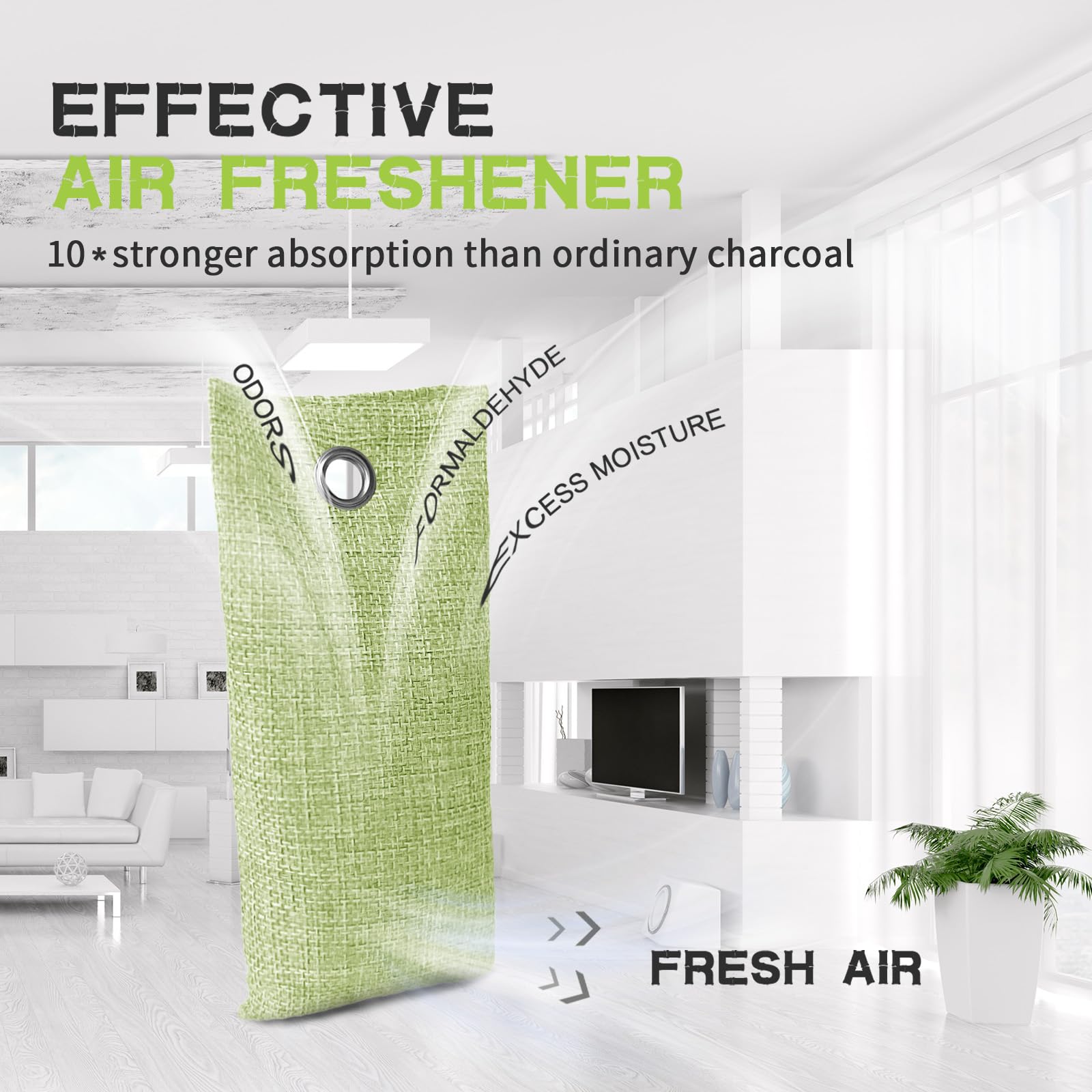 CLEVAST Bamboo Charcoal Air Purifying Bags (6x75g), Removes Odors and Moisture, Nature Fresh Air Purifier Bags, Deodorizer Eliminator, Purifier for Closet, Shoe, Large Room, Car Air freshener
