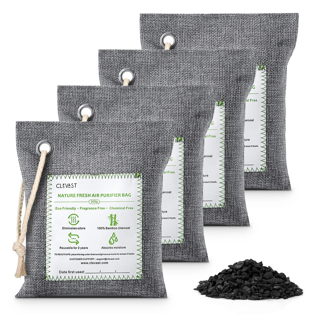 CLEVAST Bamboo Charcoal Air Purifying Bags (6x75g), Removes Odors and Moisture, Nature Fresh Air Purifier Bags, Deodorizer Eliminator, Purifier for Closet, Shoe, Large Room, Car Air freshener