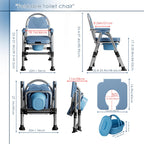 CYHWQ Commode Chair for Seniors, Portable Bedside commodes Chair, Height-Adjustable, Toilet Chair with Padded Seat Plate and Toilet Bucket, Foldable Stable, Load Capacity 200 kg (CY-KJ6201) - Very Good