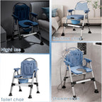 CYHWQ Commode Chair for Seniors, Portable Bedside commodes Chair, Height-Adjustable, Toilet Chair with Padded Seat Plate and Toilet Bucket, Foldable Stable, Load Capacity 200 kg (CY-KJ6201) - Very Good