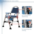 CYHWQ Commode Chair for Seniors, Portable Bedside commodes Chair, Height-Adjustable, Toilet Chair with Padded Seat Plate and Toilet Bucket, Foldable Stable, Load Capacity 200 kg (CY-KJ6201) - Very Good