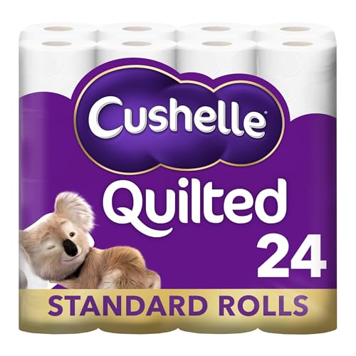 Cushelle Quilted Toilet Roll 24 Standard Rolls, 3ply Toilet Paper,