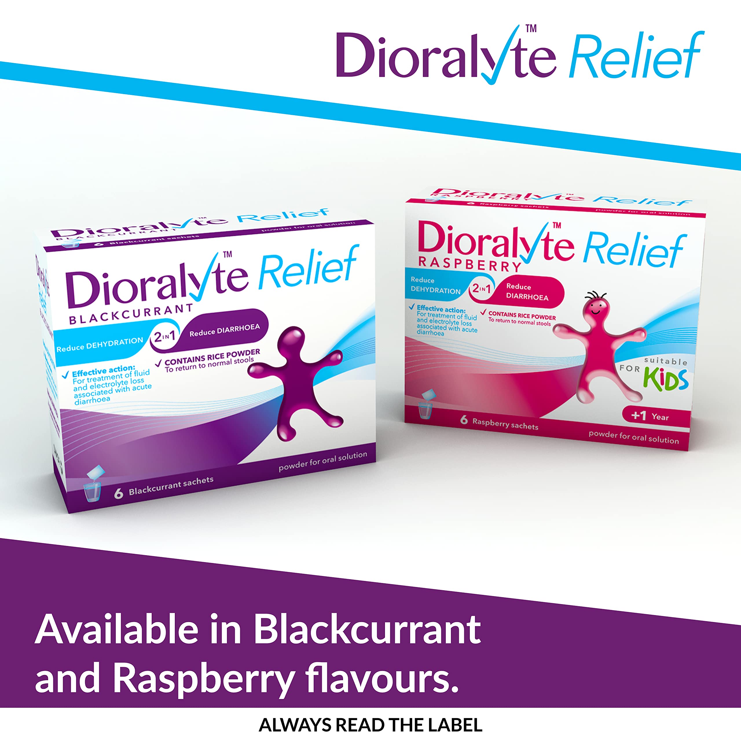 Dioralyte Relief Raspberry - Fast and Effective Rehydration Treatment to Help Replace the Loss of Body Fluid and Electrolytes (minerals and salts) - Raspberry Flavour, 6 Count (Pack of 1) - BBE 04/2028