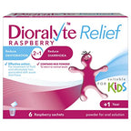 Dioralyte Relief Raspberry - Fast and Effective Rehydration Treatment to Help Replace the Loss of Body Fluid and Electrolytes (minerals and salts) - Raspberry Flavour, 6 Count (Pack of 1) - BBE 04/2028