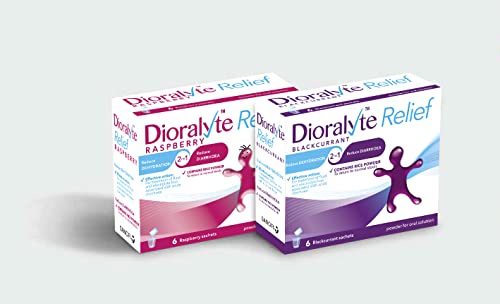 Dioralyte Relief Raspberry - Fast and Effective Rehydration Treatment to Help Replace the Loss of Body Fluid and Electrolytes (minerals and salts) - Raspberry Flavour, 6 Count (Pack of 1) - BBE 04/2028
