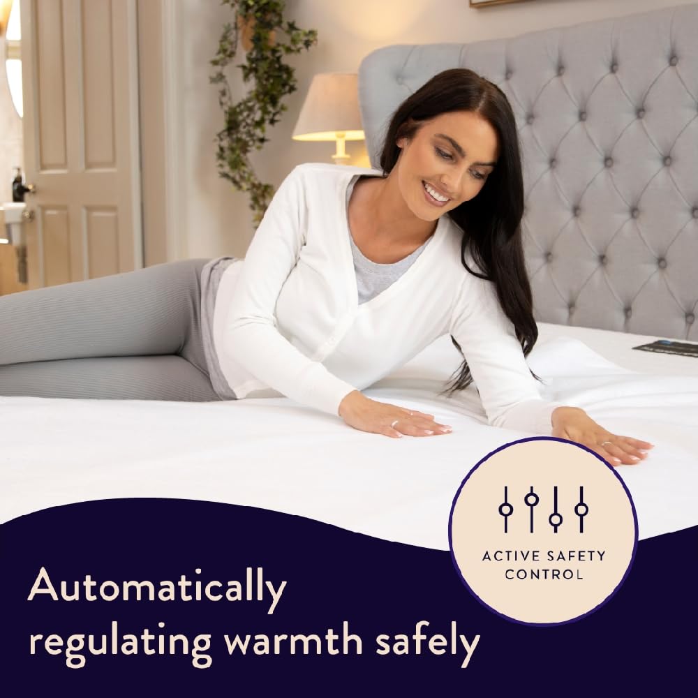 Dreamland Sleep Tight Electric Blanket - Premium Heated Fitted Underblanket with 6 Heat Settings, Fast Heat, Overheat Protection & Machine Washable, Timer, 150 x 137cm - Double Size Two Controllers