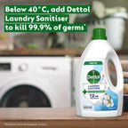 Dettol Laundry Sanitiser, Antibacterial, Fresh Cotton, 6L (1.5L x 4pck) 12hr Freshness, Hygienically Clean, Removes Odour, Kills 99.9 Percent of Bacteria - Like New