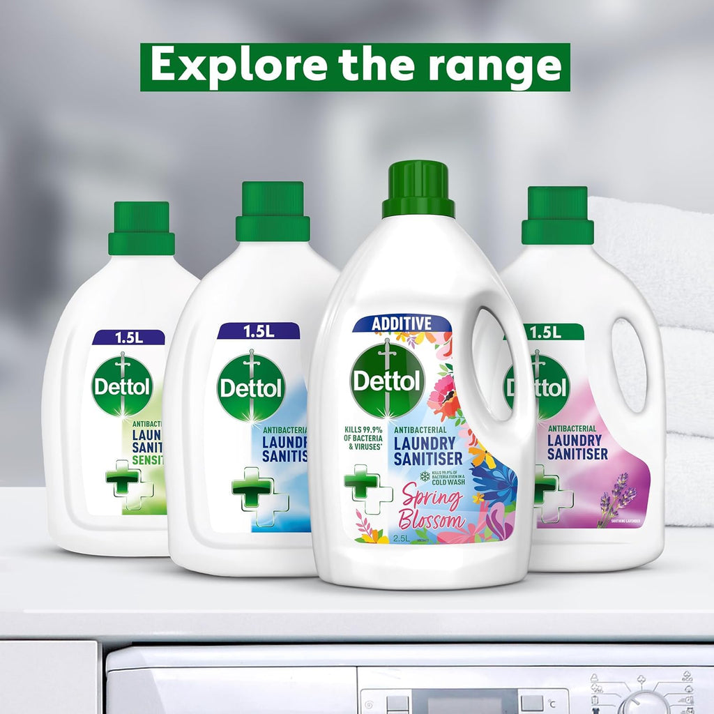 Dettol Laundry Sanitiser, Antibacterial, Fresh Cotton, 6L (1.5L x 4pck) 12hr Freshness, Hygienically Clean, Removes Odour, Kills 99.9 Percent of Bacteria - Like New