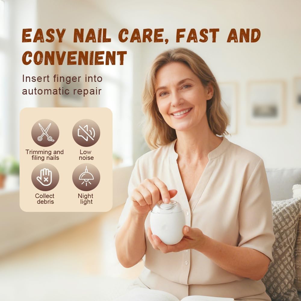 Electric Nail Clippers, Electric Nail Grinder with 3 Speeds & LED Light, Auto Fingernail Cutter, Polishing Trimmer, for Children, Adults, and The Elderly - Damaged Box